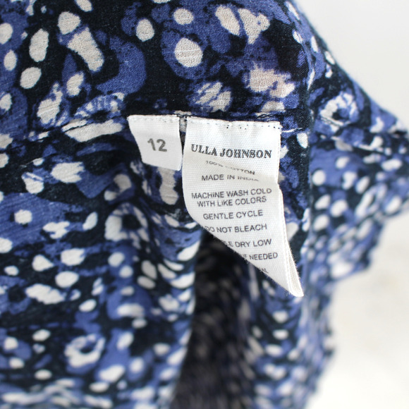 Ulla Johnson Kemala Dress Indigo Blue Wrap Tie Front Puff Sleeve Swing Midi 12 - Picture 8 of 8